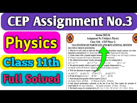 CEP Assignments 3 Physics Class 11th | Class 11th Physics Assignment 3 ...