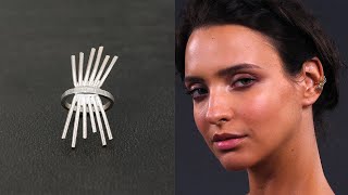 Sterling silver ear cuff earring with spikes, no piercing | Emmanuela®