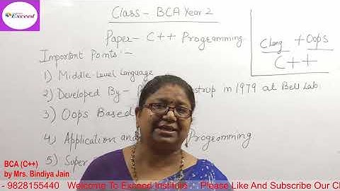BCA Part II , C++ , Lec 01 by Bindiya jain ma