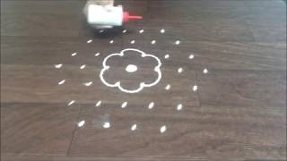 7 x 4 Interlaced dot rangoli design with colour || simple and easy dot rangoli design
