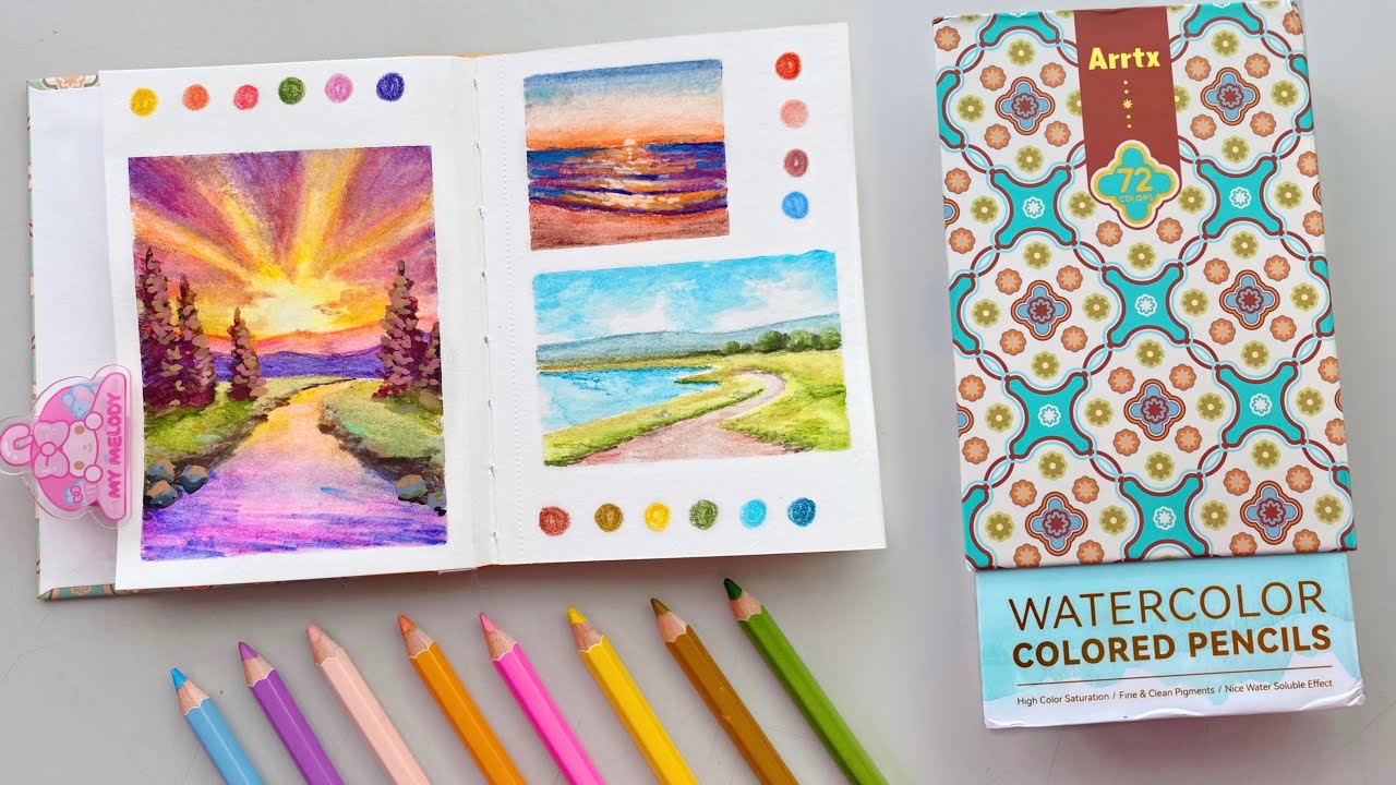 🎨 painting landscapes using watercolour pencils 🏝️ ft. arrtx ✨