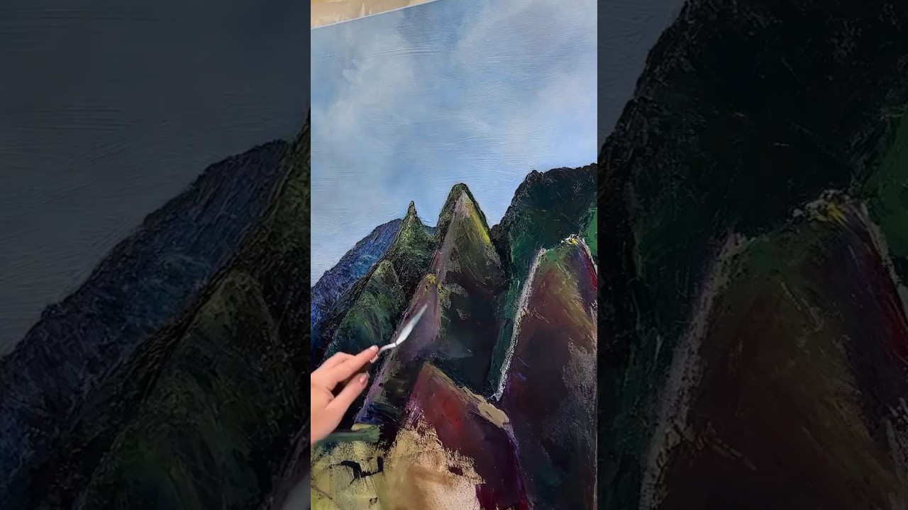 Painting mountains - Hawaii - oil painting - landscape painting - nature - art process 