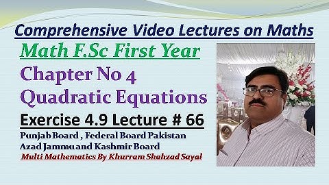 Simultaneous Equations, Math FSC First Year, Ch 4 Ex 4.9 Lec 66
