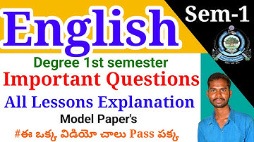 Degree 1st semester palamoor University English all lessons explaration | Sem1 English Imp Questions
