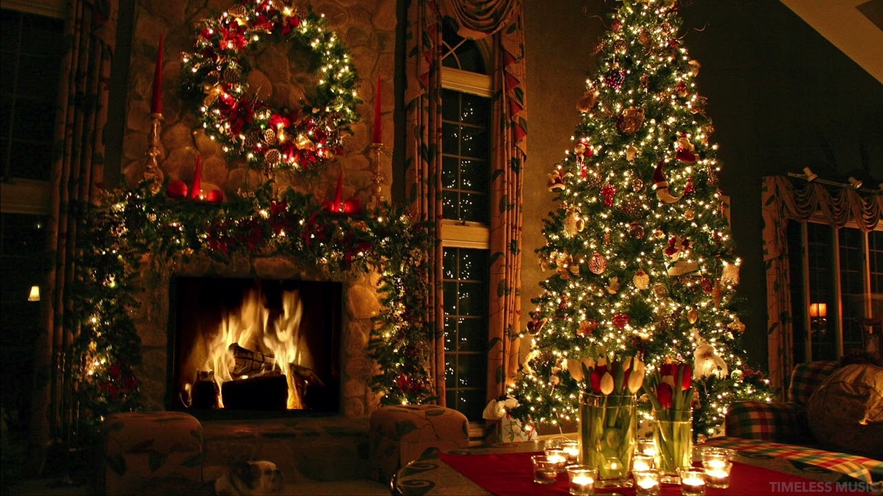 2 Hours of Classic Christmas Songs with Fireplace and Beautiful Christmas Background