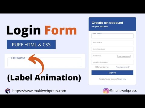 How to create login form using HTML and CSS? | Animated Login form html css | MultiWebPress🔥🔥