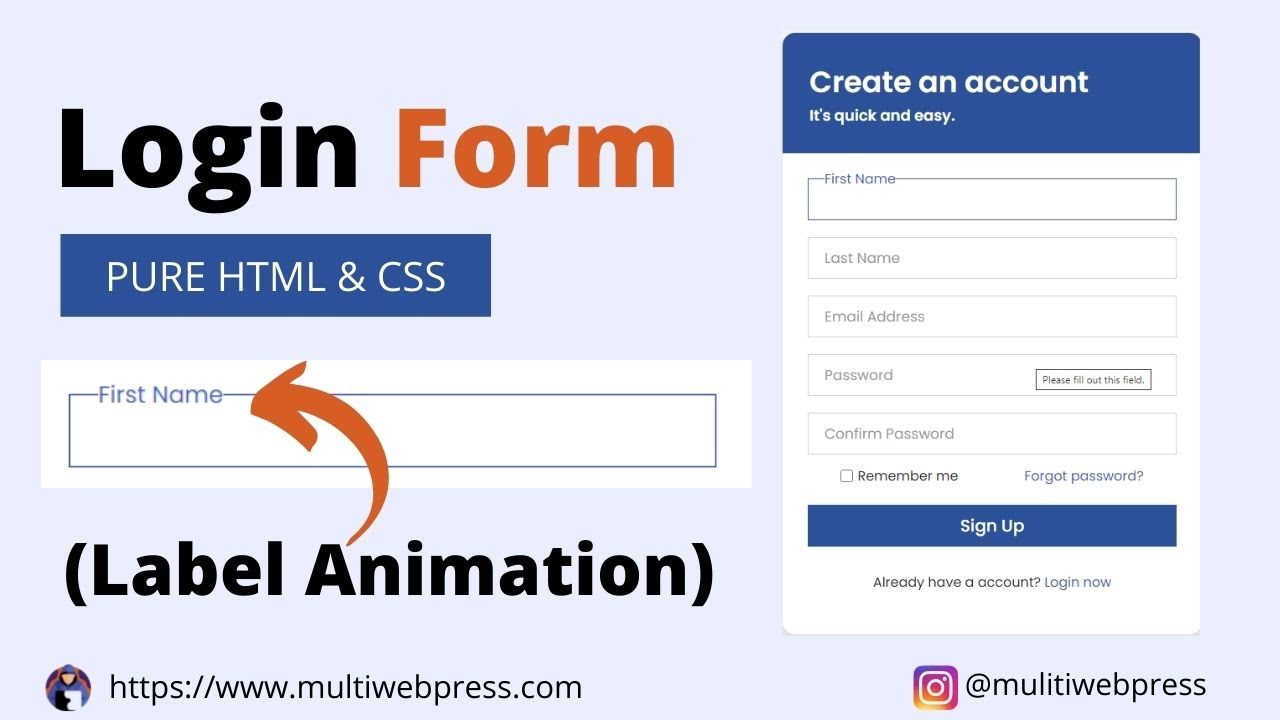 How to create login form using HTML and CSS? | Animated Login form html ...