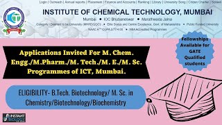 Ict Mumbai Applications Invited For M.tech. And M.sc. Programs Apply Now