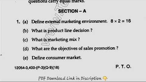 MBA 3rd Sem Fundamental of Marketing Question Paper 2018