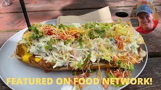 MASSIVE LOADED HOT DOG FROM THE FOOD NETWORK  - The Homewrecker - Hillbilly Hotdogs (Lesage, WV)