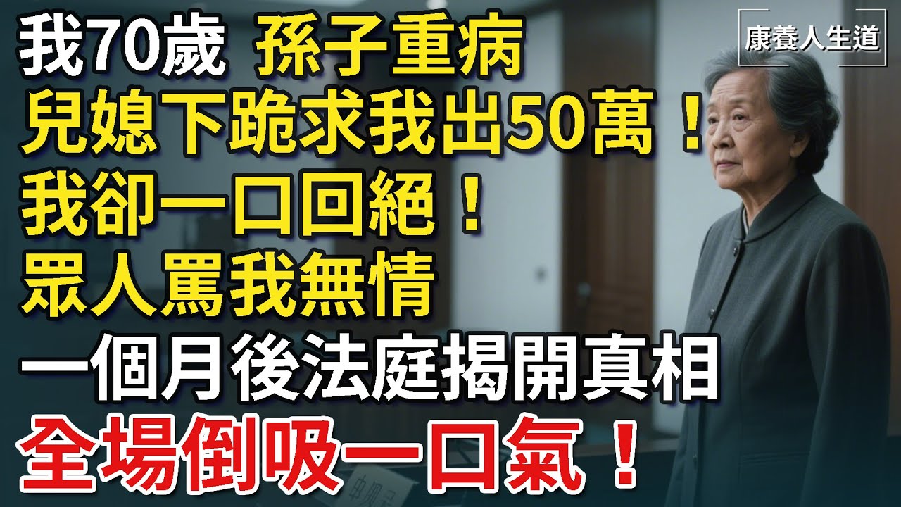 我70歲，孫子重病，兒媳下跪求我出50萬！我卻當眾一口回絕！眾人罵我無情，一個月後法庭揭開真相，全場倒吸一口氣！【康養人生道】 #康養人生道 #上了年紀該明白的事 #養老 #聰明老人 #長壽秘密