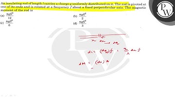 An insulating rod of length \( l \) carries a charge \( q \) uniformly distributed on it. The ro...