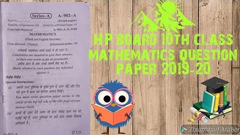 HP board 10th class mathematics question paper 2019-20
