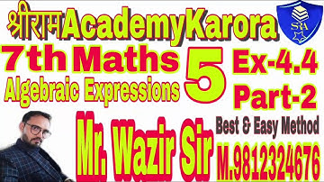 Class 7th maths chapter 4th(Algebraic Expression) ex-4.4 part-2