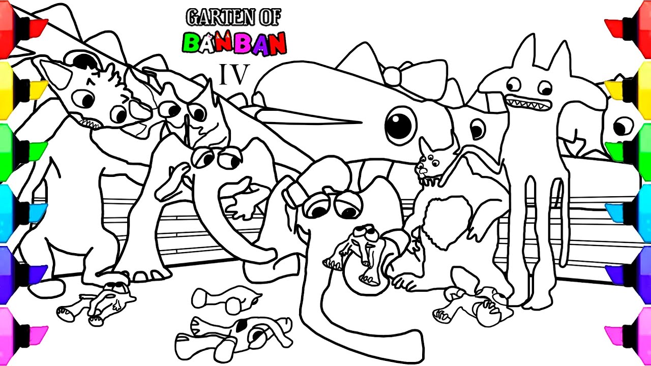 GARTEN OF BANBAN 4,NEW COLORING PAGES- HOW TO COLOR ALL THE NEW MONSTERS 