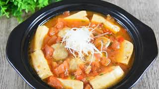 How to make Chinese food recipes如何制作番茄牛肉丸豆腐煲