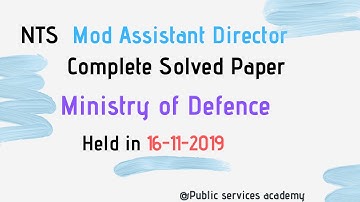 Mod ASSISTANT DIRECTOR | Ministry of Defence | Solved Paper | Held on 16-11-2019