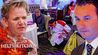 Chef Ramsay Loses It as VIPs Sent Back Raw Calamari & Chef Nearly Burns Customer | Hell's Kitchen