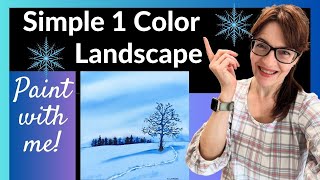 Winter Landscape One Color Watercolor Painting! (Winter Landscape Challenge Day 1)