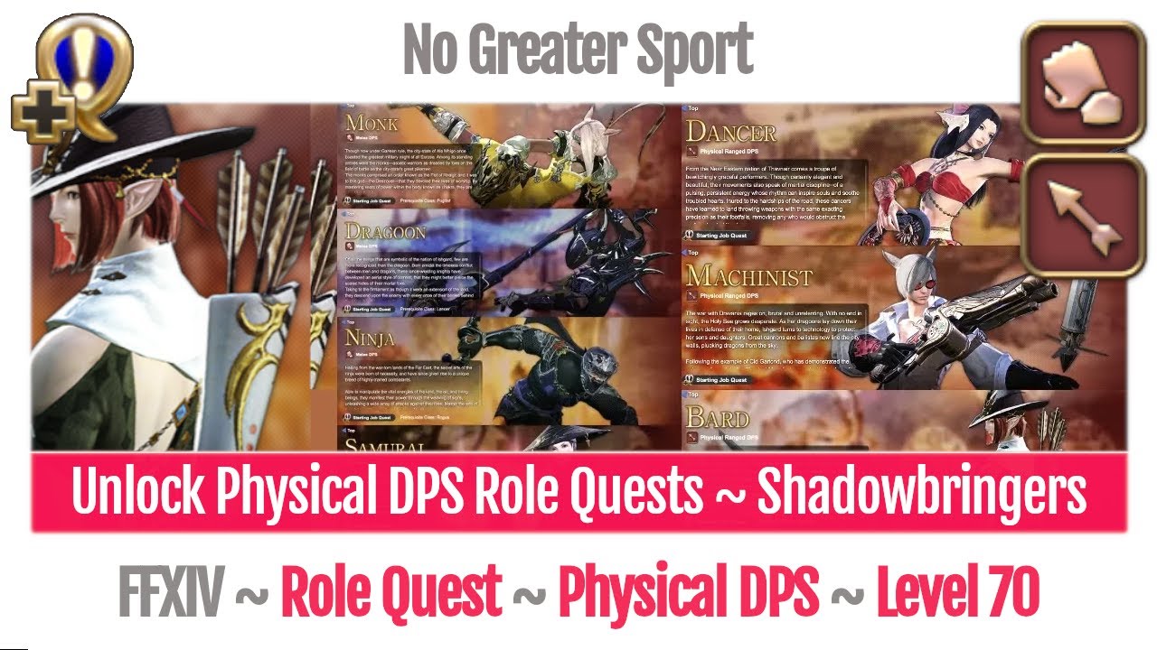 Ffxiv Unlock Physical Dps Level 70 No Greater Sport Shadowbringers Youtube