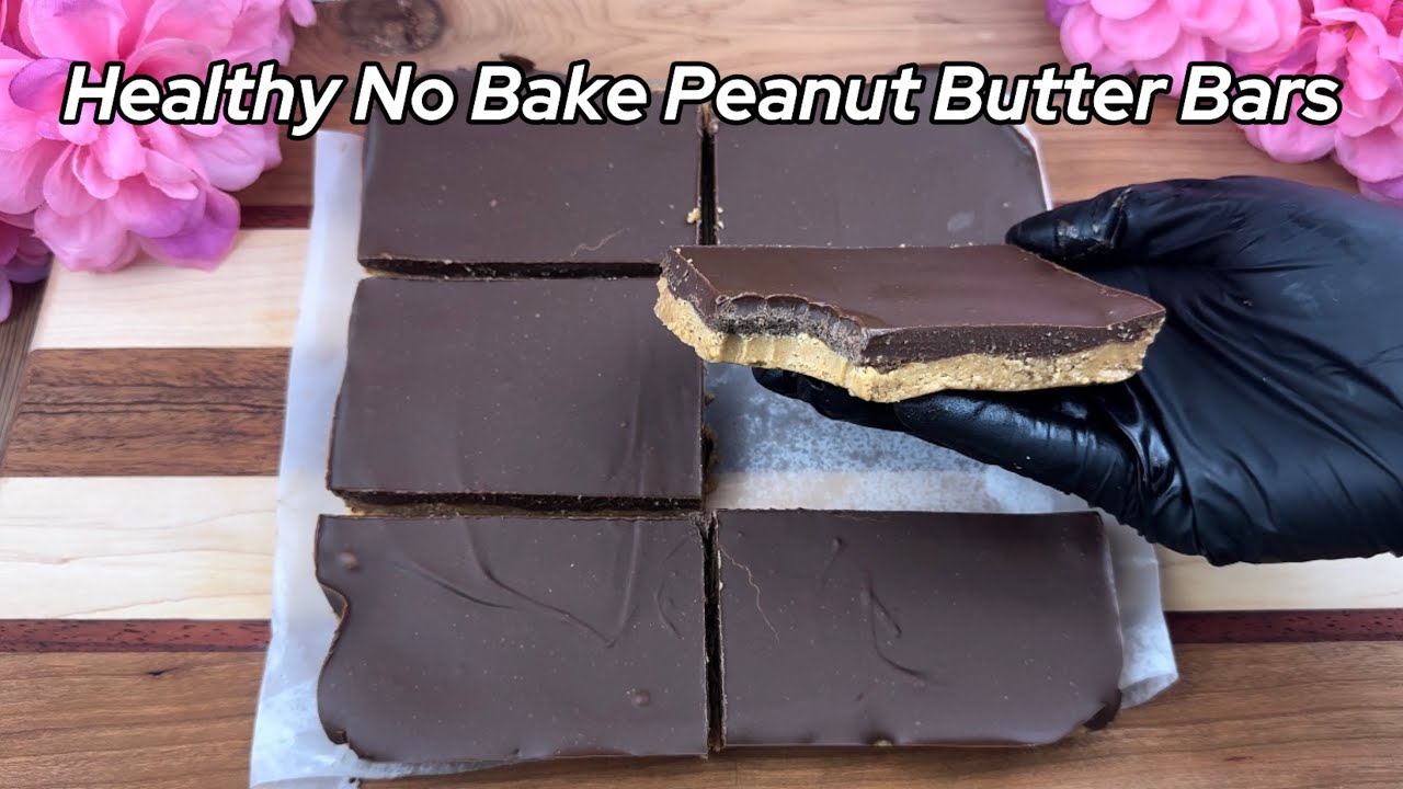 Healthy No Bake Peanut Butter Bars (tastes like Reese’s Cups!) | Sugar Free, Gluten Free Dessert