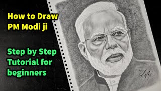 How to Draw PM Narendra Modi ji Step by Step Sketch tutorial - Part 2 / Pencil Shading and Blending