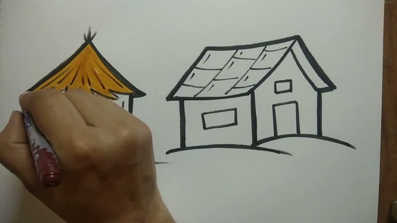 Easy kutcha house drawing