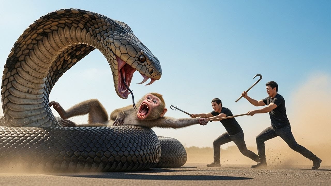Animal Rescue | Brave Team Saves Monkey from GIANT COBRA 🐍|Last Second Rescue !