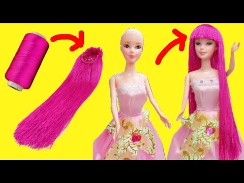 Making of BARBIE WIG from silk Thread|making of RAPUNZEL WIG|doll hair ...