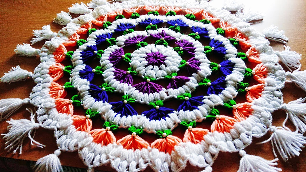 COLOURFUL THALIPOSH DESIGN CROCHET HINDI YouTube