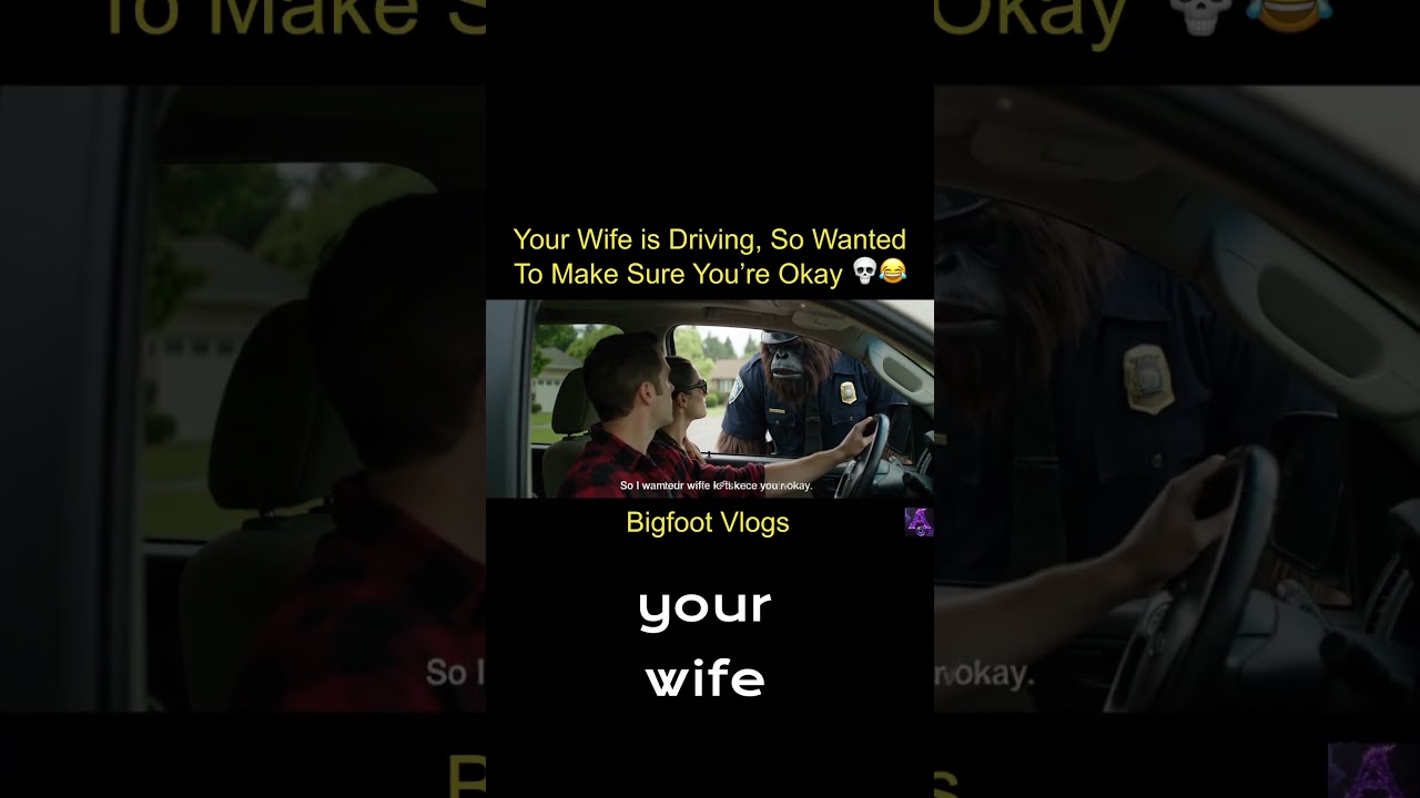 When your wife’s driving… and even Bigfoot’s concerned 🦶💀