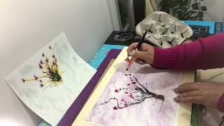 Easy Tree Ink painting on How to paint with Airbrush - Part 2 ( extended version )