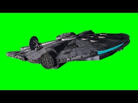 star wars millenium falcon  different flights - green screen effect