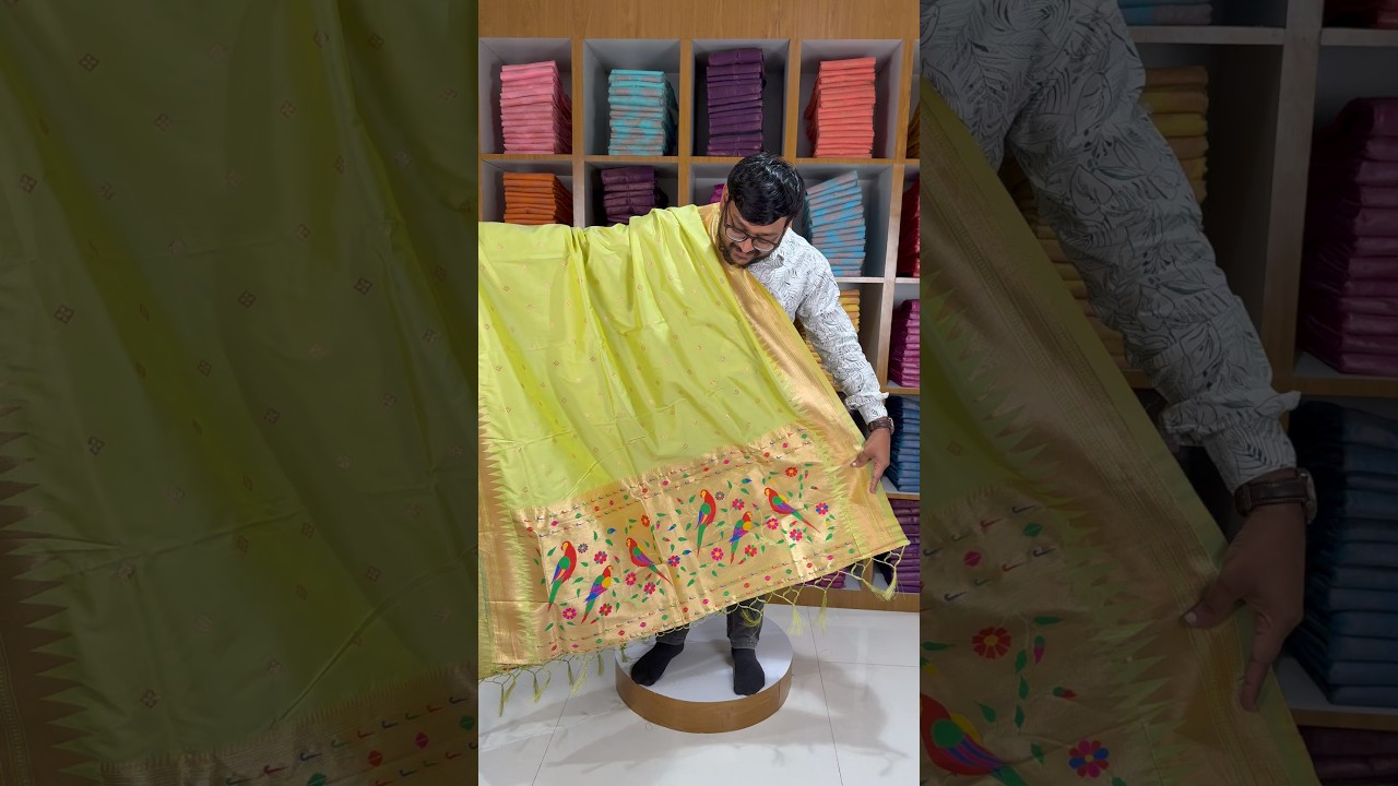 Pure Zari Temple Parrot Paithani Dupatta