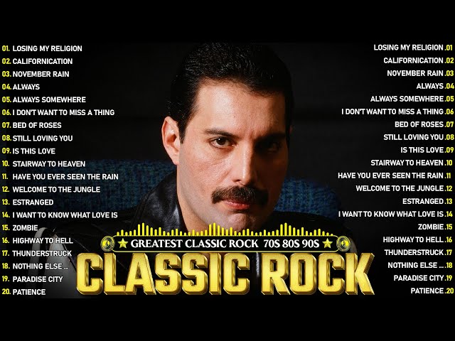 Classic Rock Songs 70s 80s 90s🔥Metallica, Queen,ACDC, U2,Bon Jovi,Aerosmith, Nirvana,Guns N'Roses class=