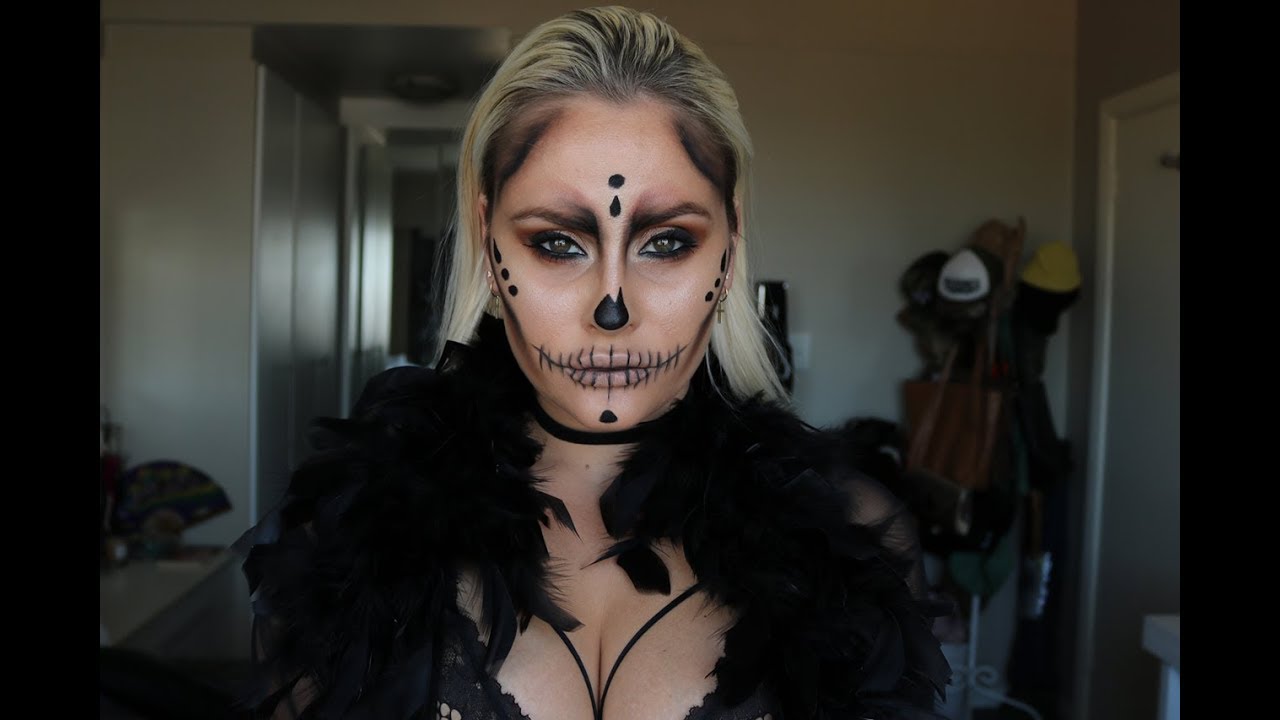 Simple Sexy Halloween Skull Makeup YouTube