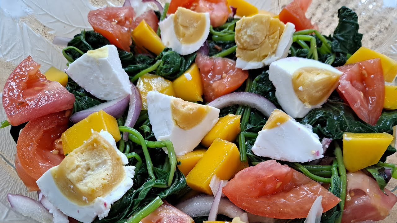 SWEET POTATO LEAVES SALAD HOW TO MAKE ENSALADANG TALBOS NG KAMOTE