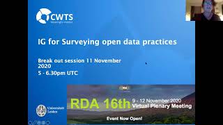 Breakout 5  IG - Surveying Open Data Practices Open Meeting     Nov 11