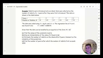 Edexcel A Level Maths Applied Y2 Ch1: 1. Exponential Models Example 1