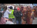 Buddhist monks walk through Northern Virginia in freezing weather conditions