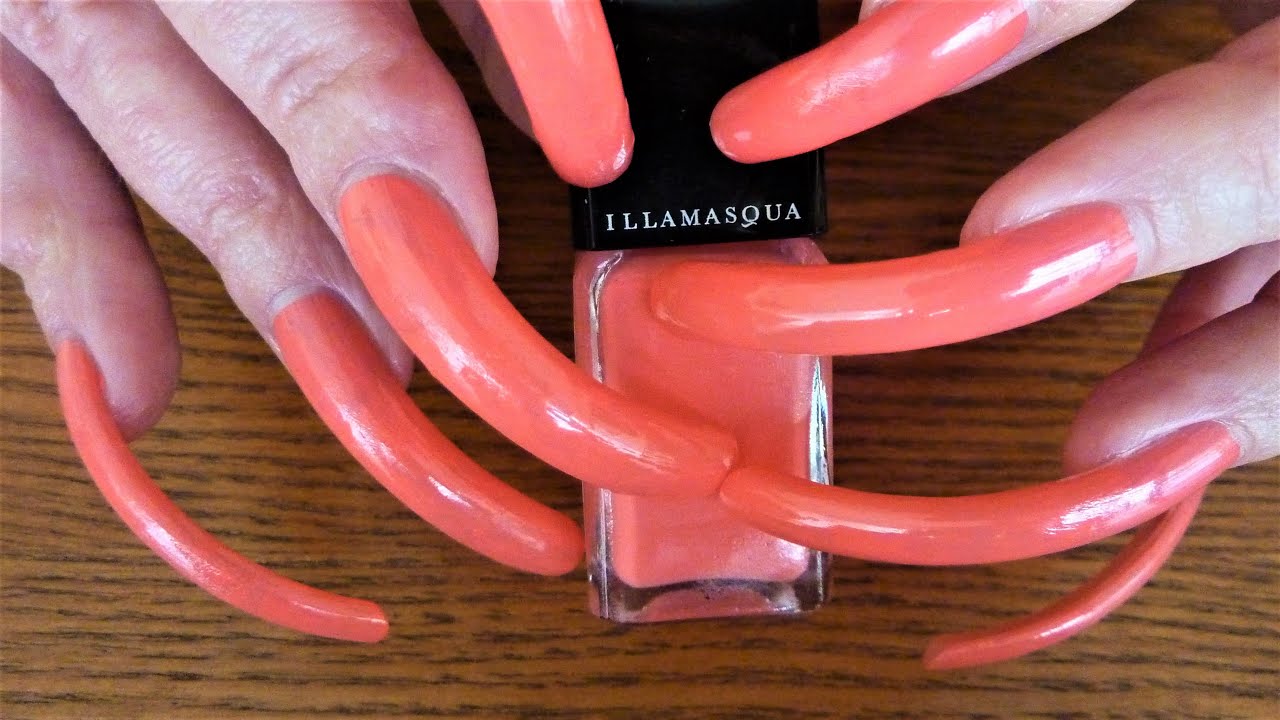 Painting my long natural real nails with Illamasqua - Lament pink nail polish 😀