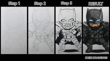 How to draw Armored Batman: DC Hero | Timelapse CHIBI DRAWINGS