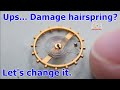 Change of damaged hairspring Part 2 START wrist watch made from a junk