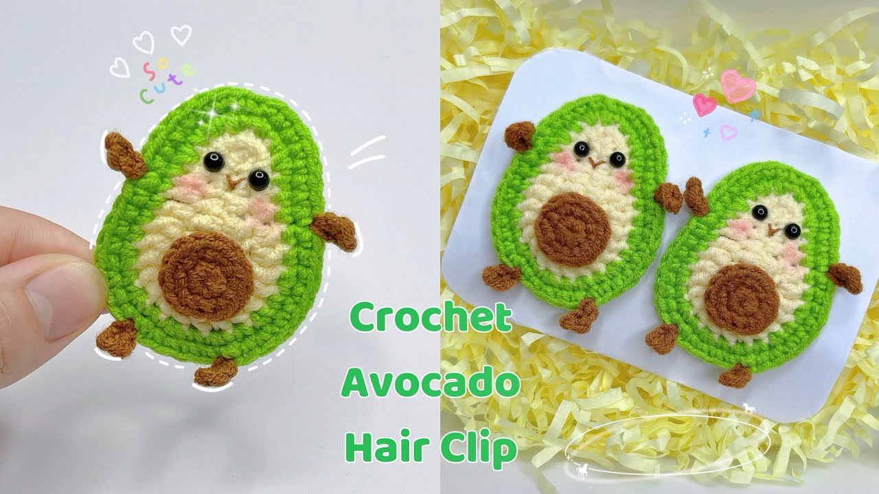 Crochet Avocado Hair Clip 🥑| Crochet Hair Accessories| Móc Kẹp Tóc Trái Bơ