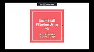 Spam Mail Filtering Using ML