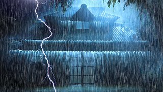 หลับใหลทันทีในไม่กี่นาทีโดยมีพายุฝนฟ้าคะนองบนหลังคาดีบุก ฟ้าร้องอันทรงพลัง