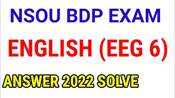 NSOU BDP EEG 6 EXAM SOLUTION