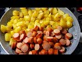 ALMOÇO/JANTAR RÁPIDO | Receita com batata e salsicha | Receitas fáceis e rápidas