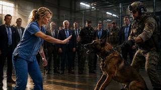 A Nurse Walked Into a SEAL’s K9 Auction Alone — 30 Retired K9 Dogs Froze When She Said His Name