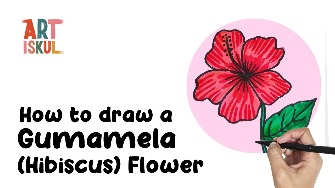 How to Draw a Gumamela / Hibiscus Flower Simple and Easy Drawing